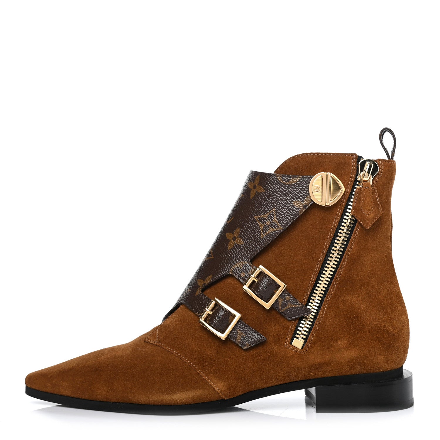 Louis Vuitton Suede Monogram Jumble Flat Ankle Boots 38 1 of 8