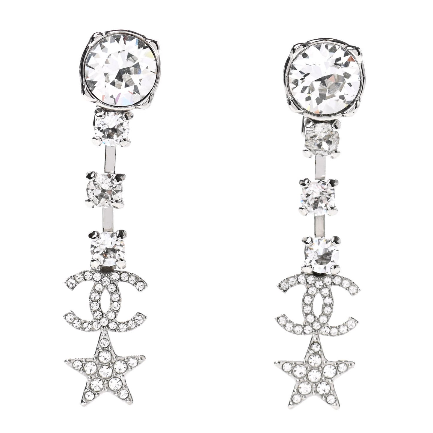 Crystal Starfall Drop CC Earrings Silver