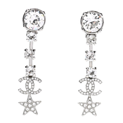 Chanel Crystal Starfall Drop CC Earrings Silver 1 of 4
