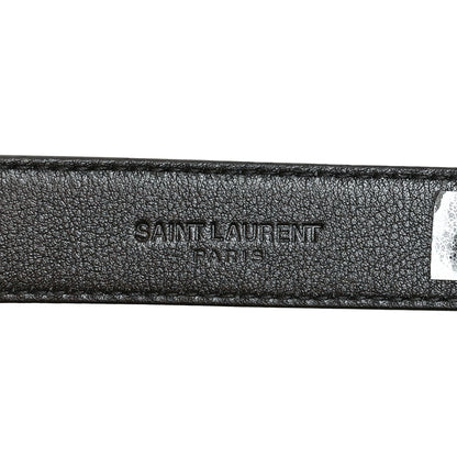 Saint Laurent Calfskin Crocodile Embossed Monogram Passant Buckle Belt 95 38 Black 7 of 10