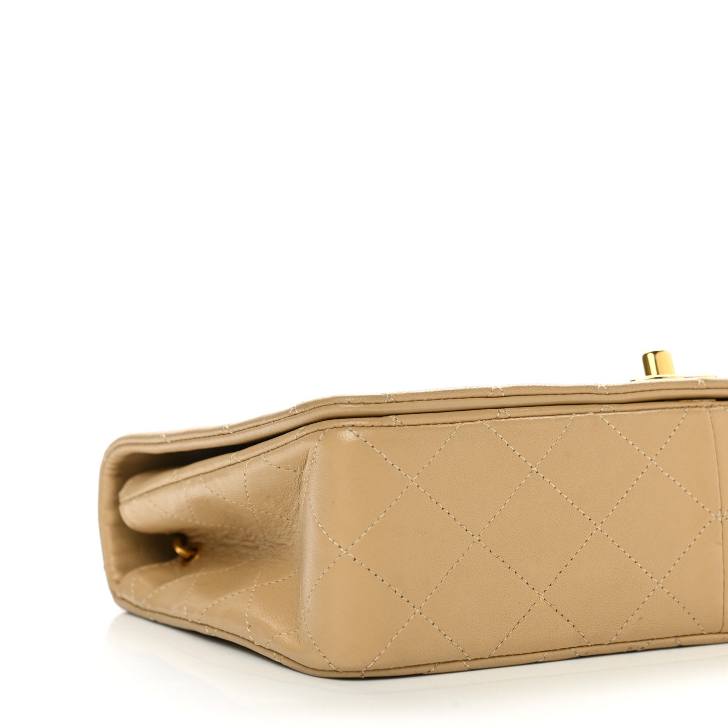 Lambskin Quilted Small Single Flap Beige