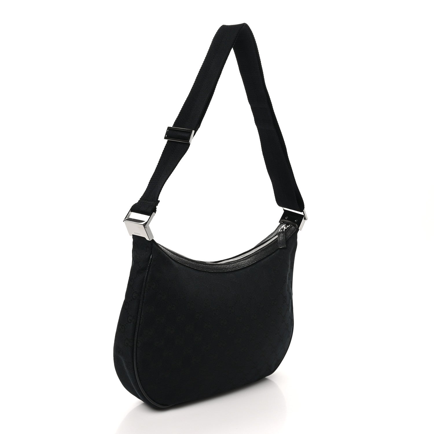 Gucci Monogram Medium Half Moon Hobo Black 2 of 9