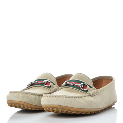Gucci Suede Web Mens Horsebit Driver Loafers 8 Oatmeal 3 of 15