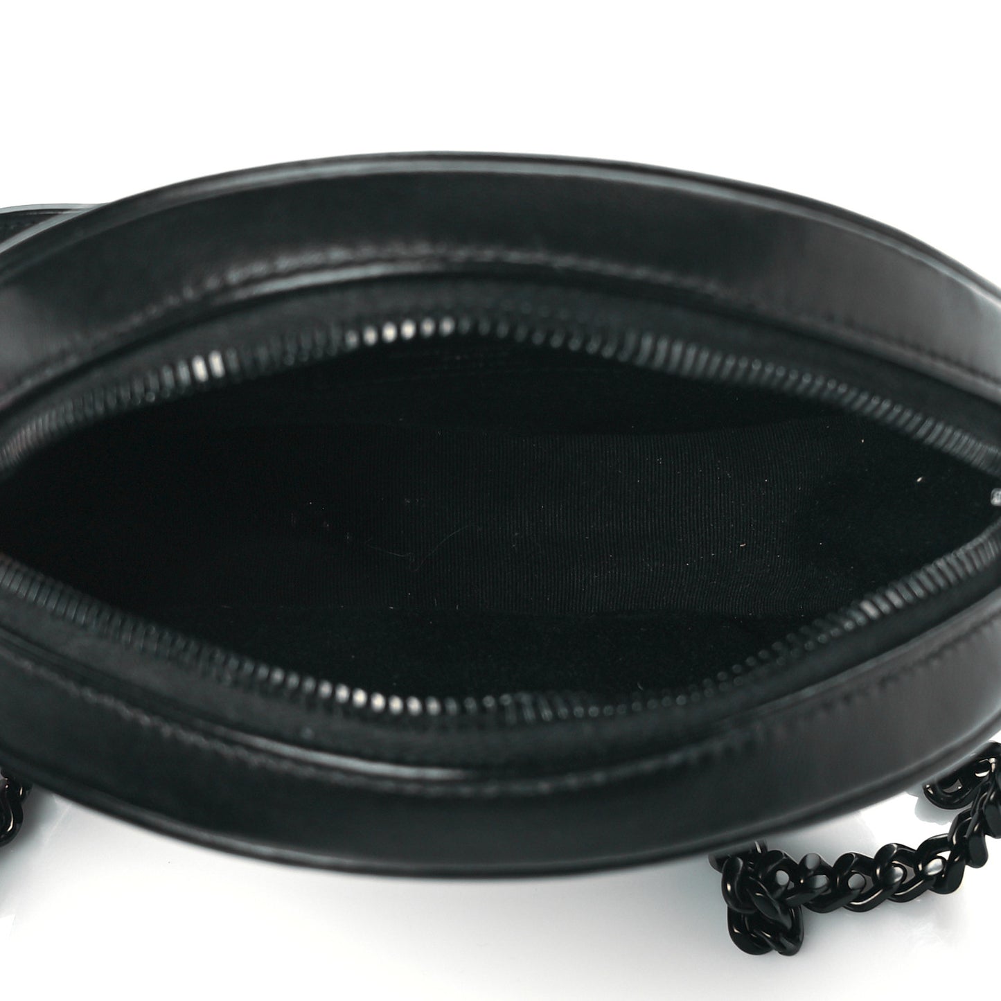 Calfskin Matelasse Chevron Round Vinyle Camera Bag Black