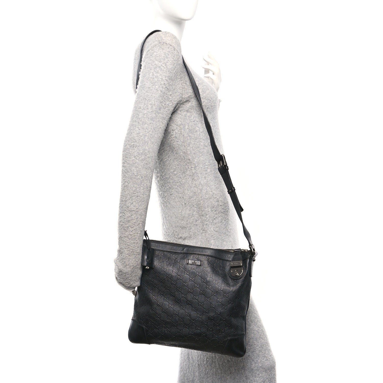Gucci Guccissima GG Messenger Bag Black 2 of 10