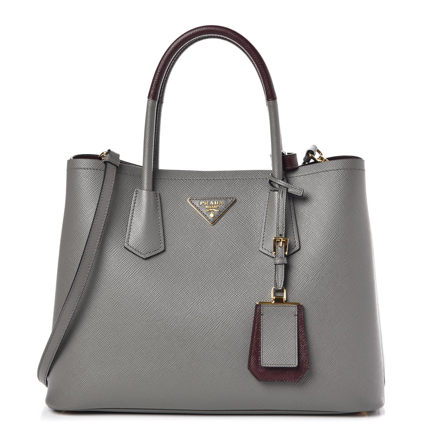 Saffiano Cuir Medium Bi-Color Double Bag Marmo Granato
