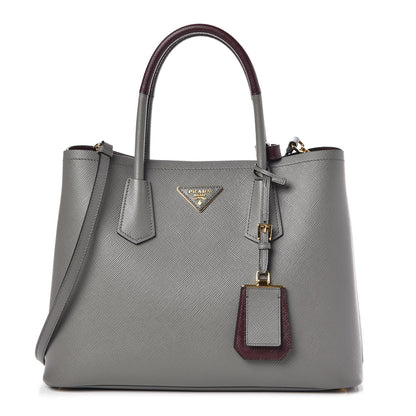 Prada Saffiano Cuir Medium Bi-Color Double Bag Marmo Granato 1 of 8
