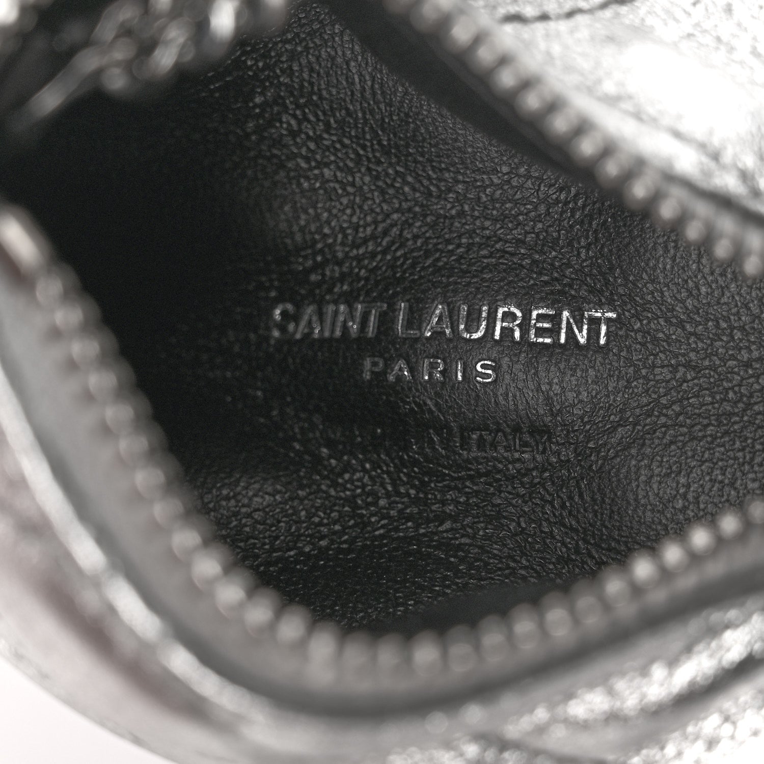 Saint Laurent Metallic Calfskin Berlingo Bag Charm Argento 6 of 7