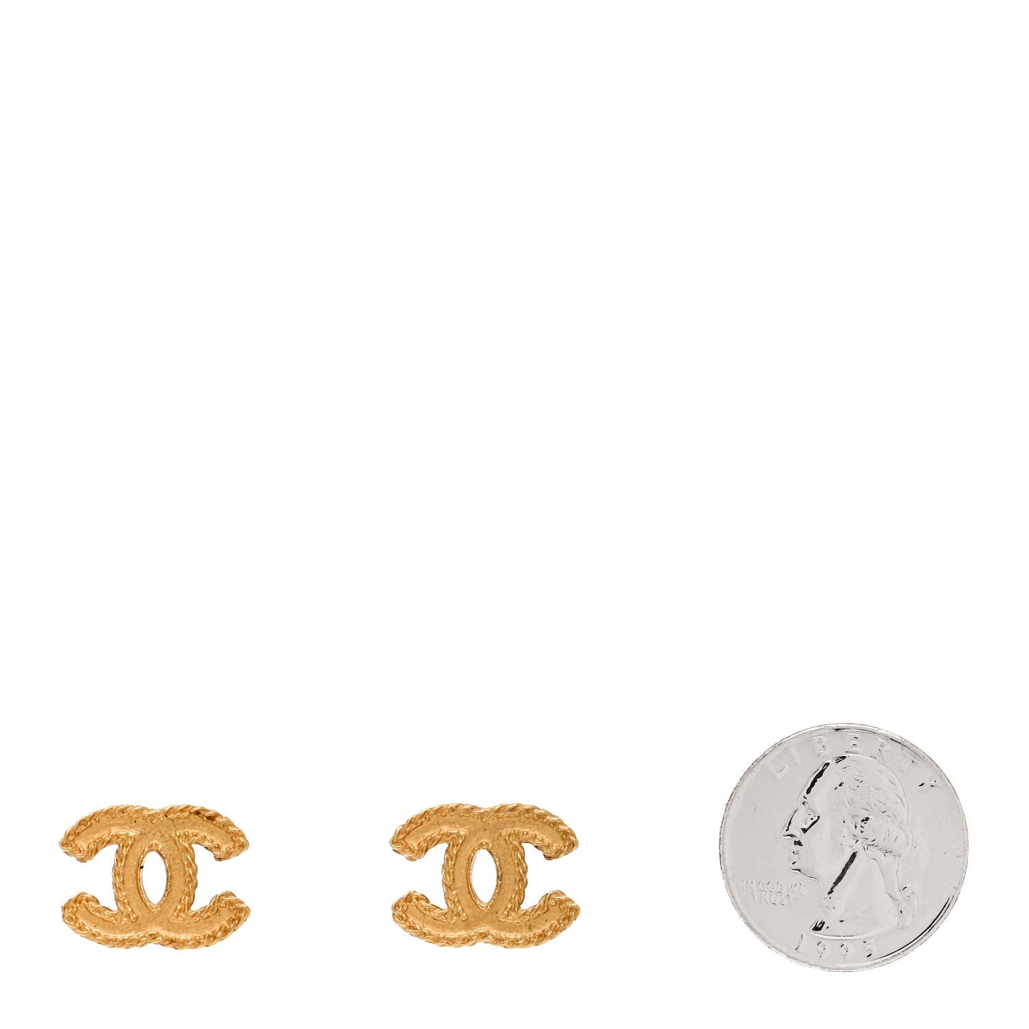 Chanel CC Chain Earrings Matte Gold 2 of 4