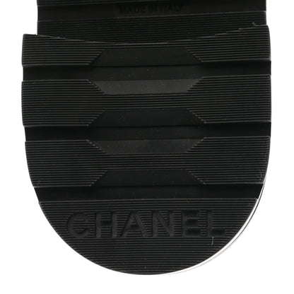 Chanel Shiny Lambskin Quilted Lace Up Combat Boots 38.5 Grey Black 9 of 11