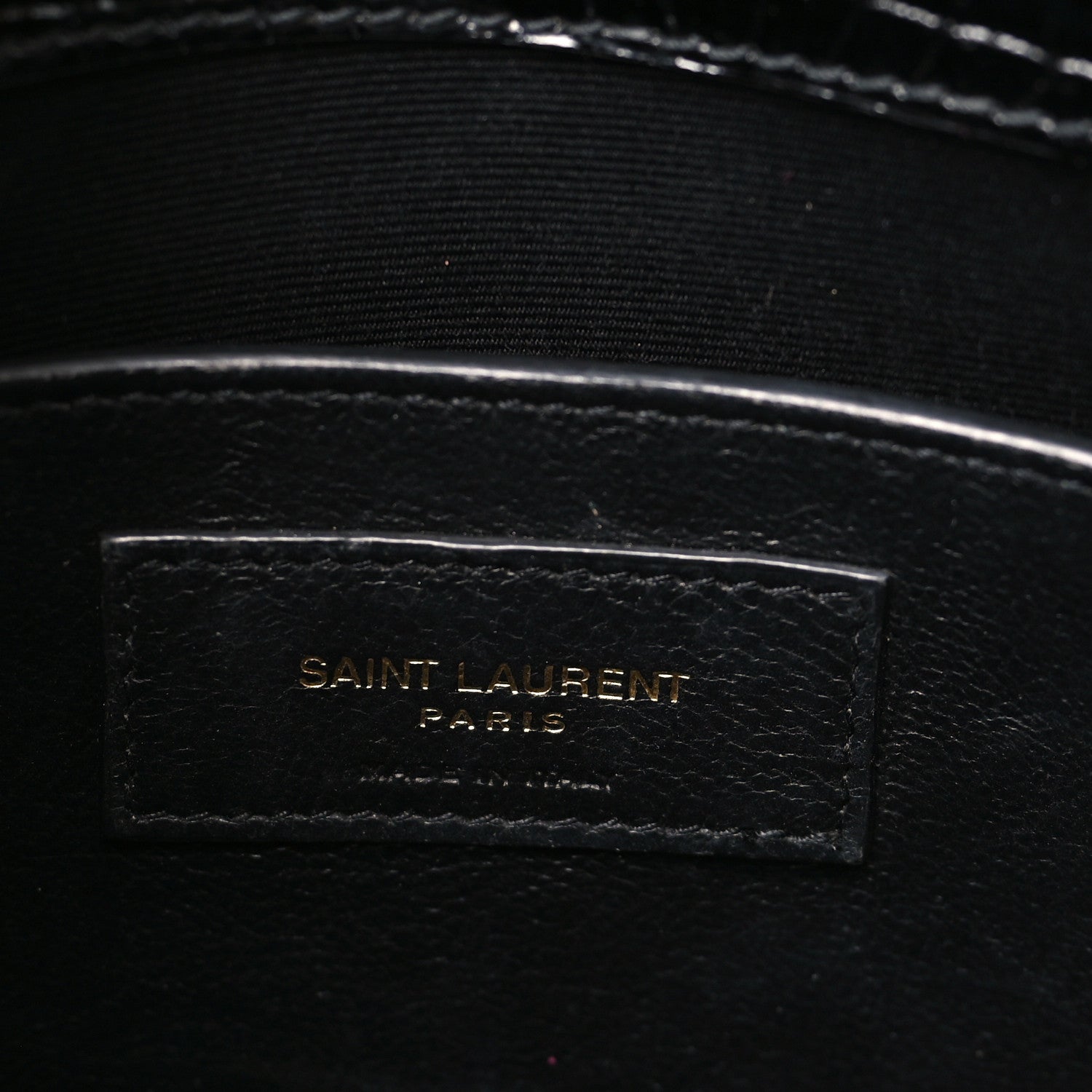 Saint Laurent Shiny Calfskin Crocodile Embossed Small Manhattan Baguette Black 5 of 9