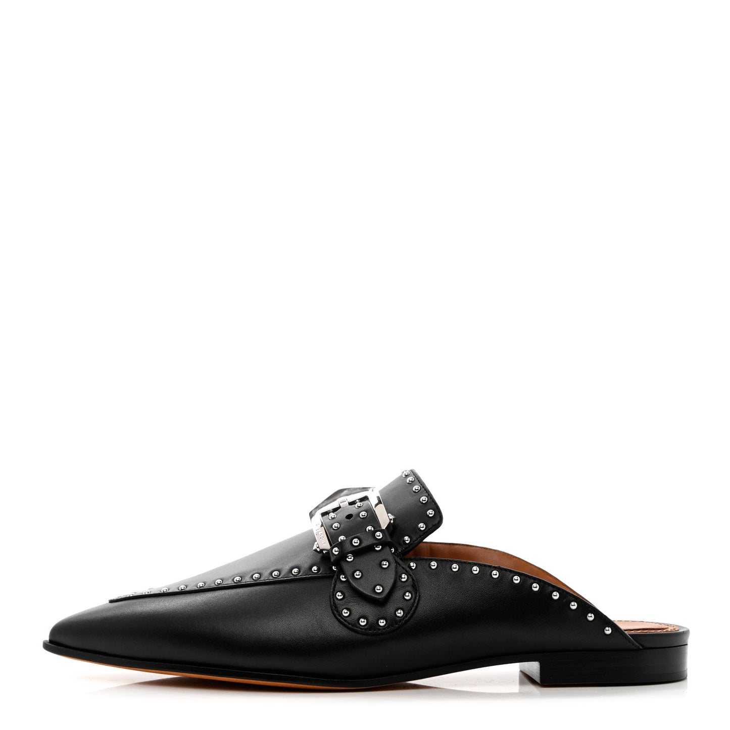 Calfskin Studded Elegant Loafer Mule 37 Black