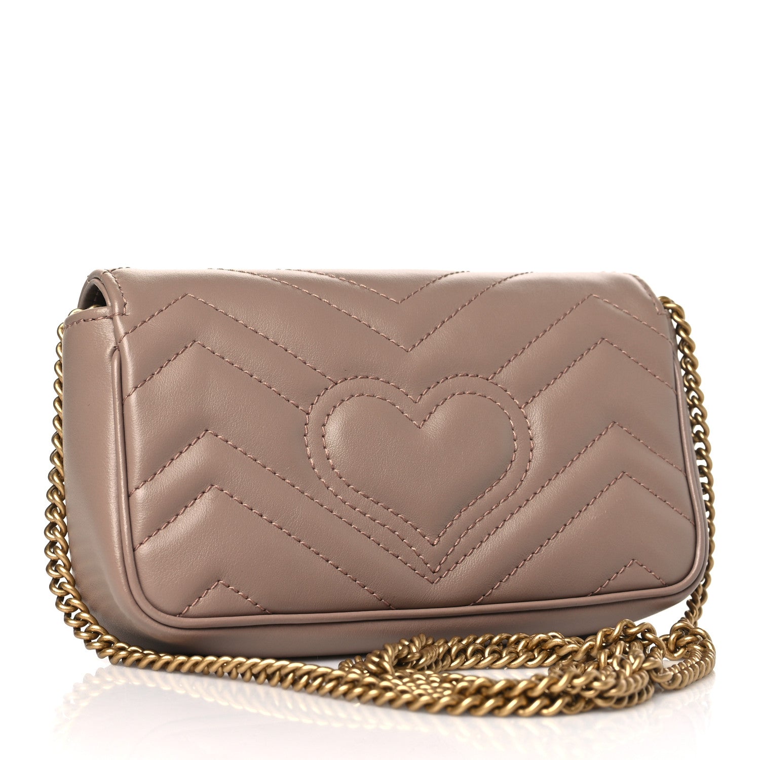 Gucci Calfskin Matelasse Super Mini GG Marmont Shoulder Bag Porcelain Rose 3 of 9