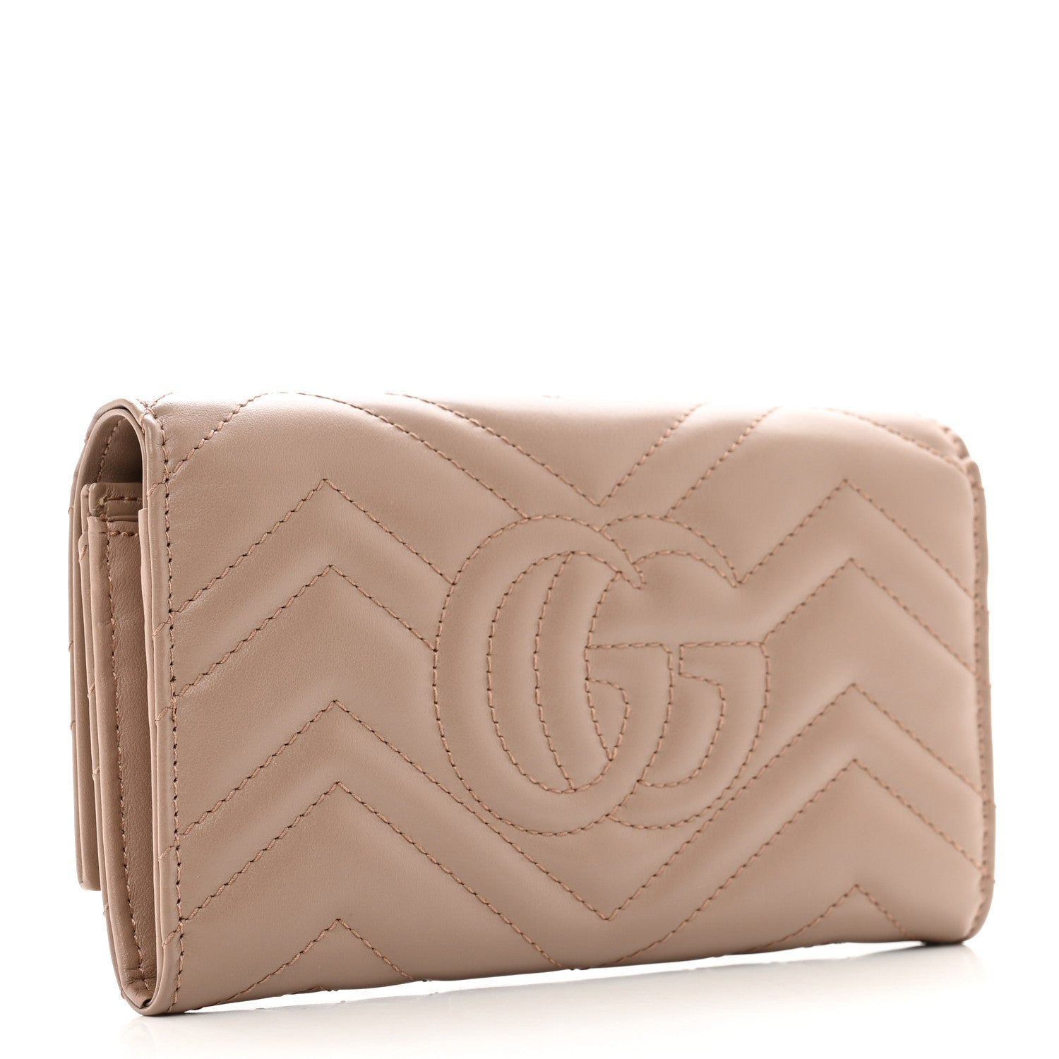 Gucci Calfskin Matelasse GG Marmont Continental Wallet Porcelain Rose 3 of 8