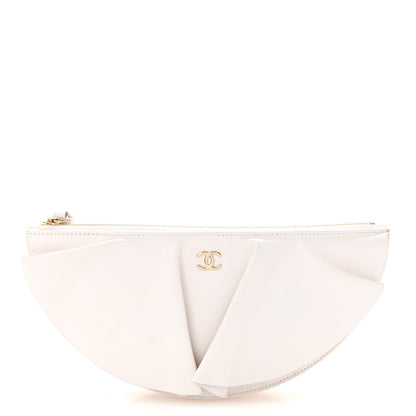 Chanel Lambskin Quilted Wave Clutch White 1 of 13