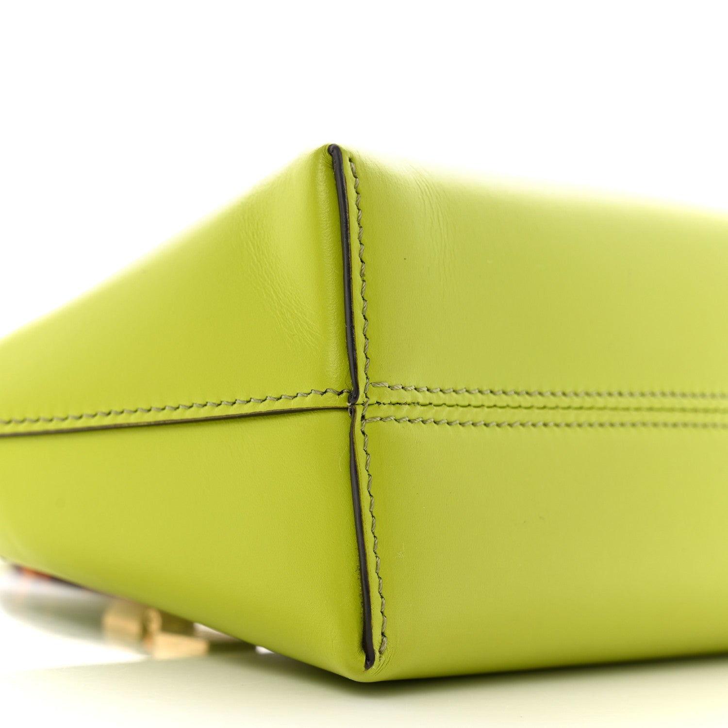 Fendi Vitello King Plexiglass Logo Embossed Mini By The Way Top Handle Boston Bag Wasabi 9 of 13