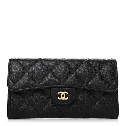 Chanel Caviar Quilted Medium Gusset Flap Wallet Black 1 of 8