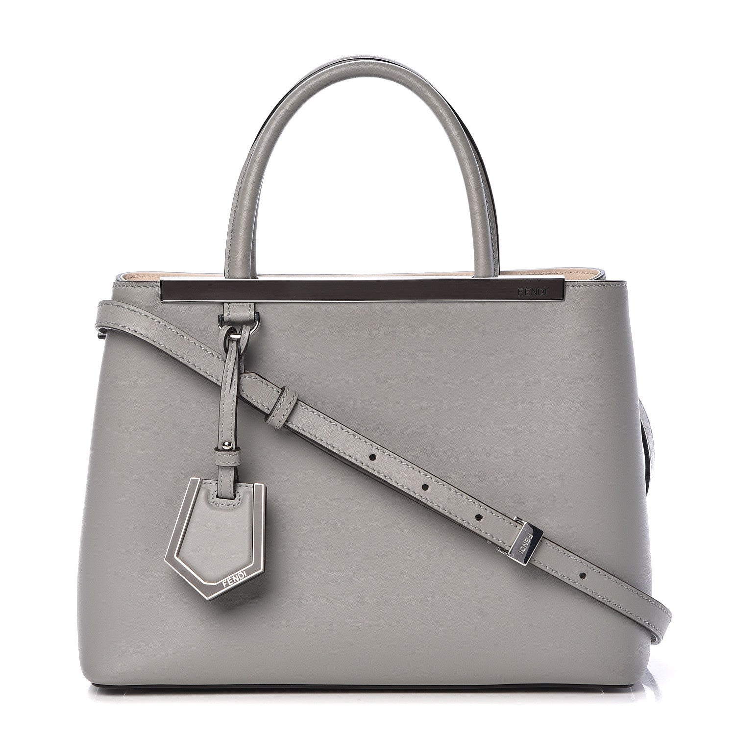 Fendi Vitello Cenury Petite 2Jours Tote Ghiaccio Camelia 1 of 12