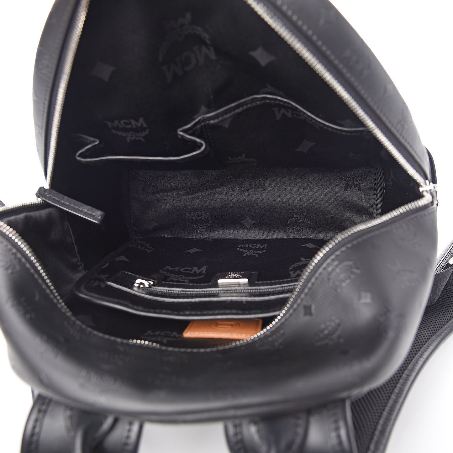 Coated Canvas Diamond Print Small Backpack Black