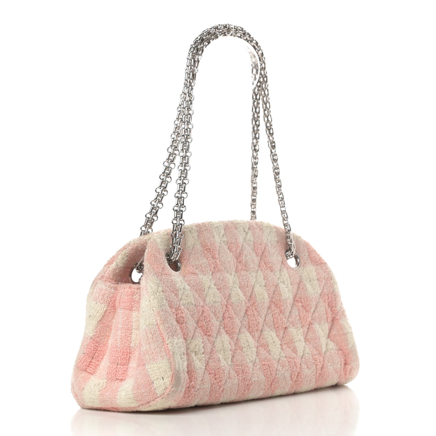 Tweed Quilted Small Just Mademoiselle Bowling Bag Pink White