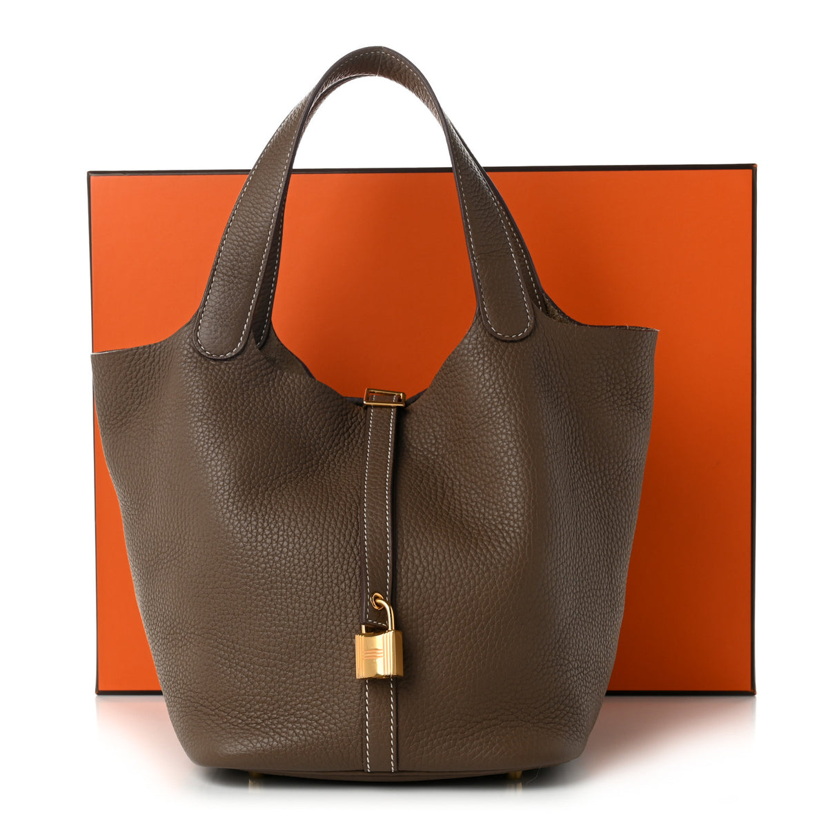 Hermes Taurillon Clemence Picotin Lock 22 MM Etoupe 10 of 10