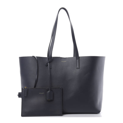 Saint Laurent Calfskin Large Shopping Tote Navy 1 of 12