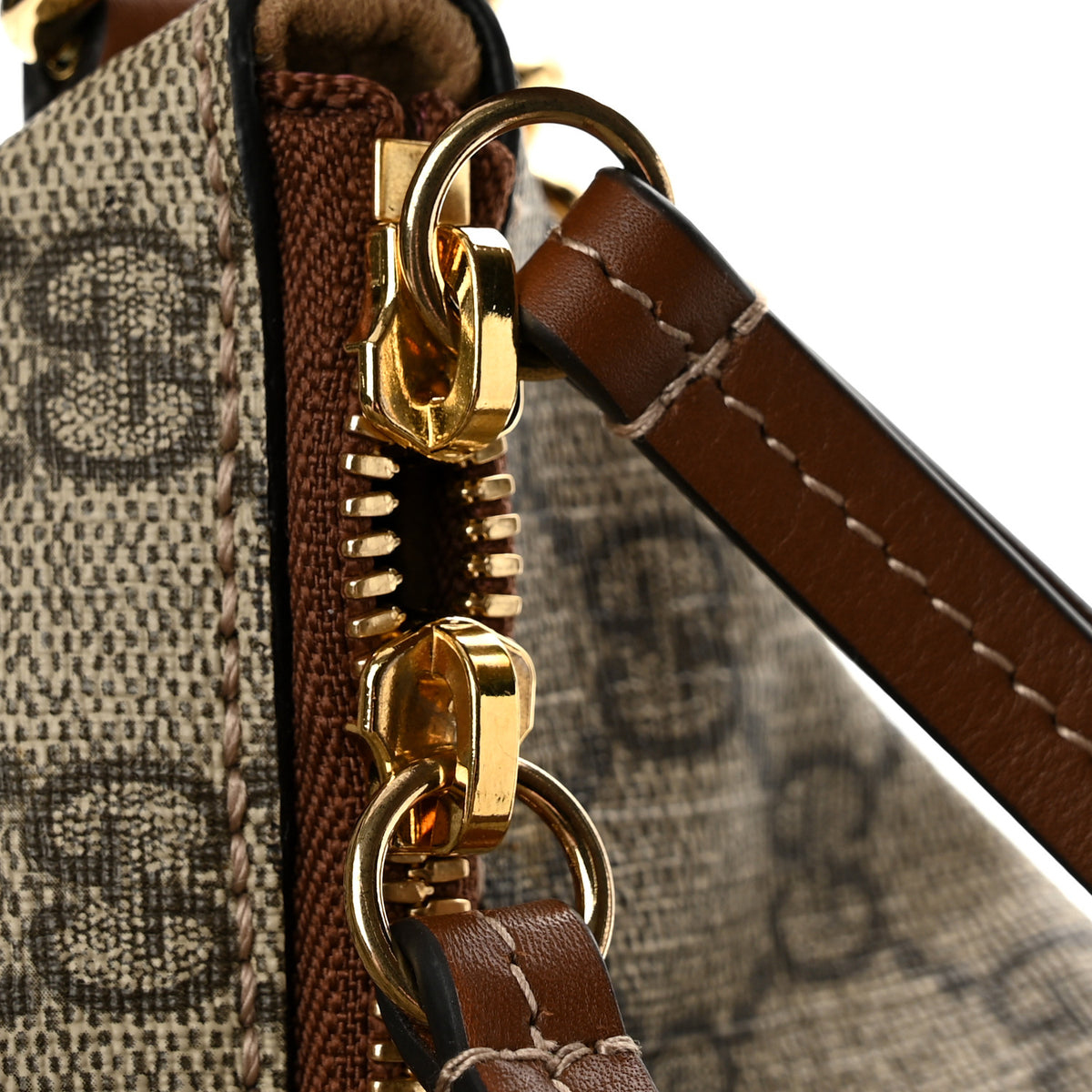 GG Supreme Monogram Large Linea A Hobo Light Brown
