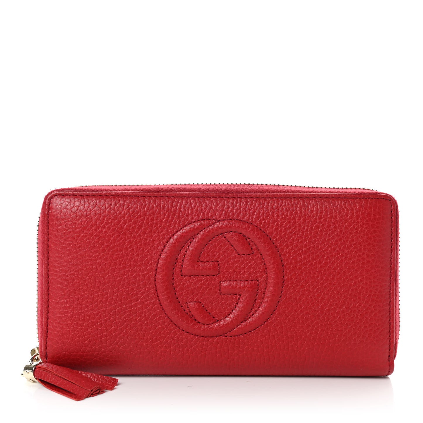 Pebbled Calfskin Soho Zip Around Wallet Red