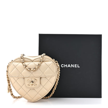 Chanel Metallic Lambskin Quilted CC In Love Heart Clutch With Chain Gold 11 of 11