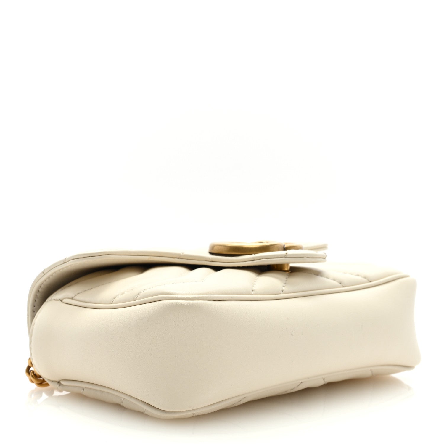 Gucci Calfskin Matelasse Super Mini GG Marmont Shoulder Bag White 4 of 9