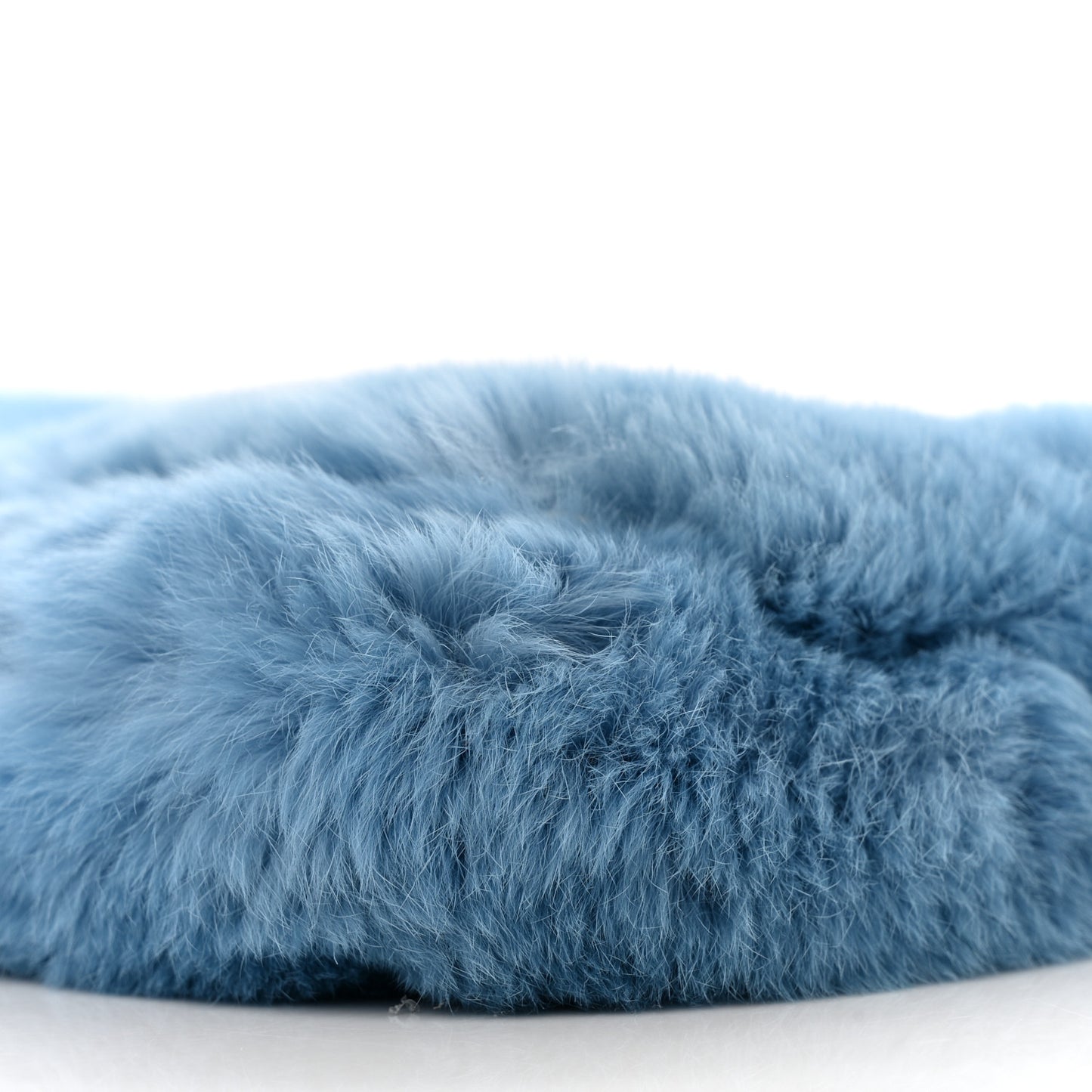 Rabbit Fur Crystal Flap Clutch Blue