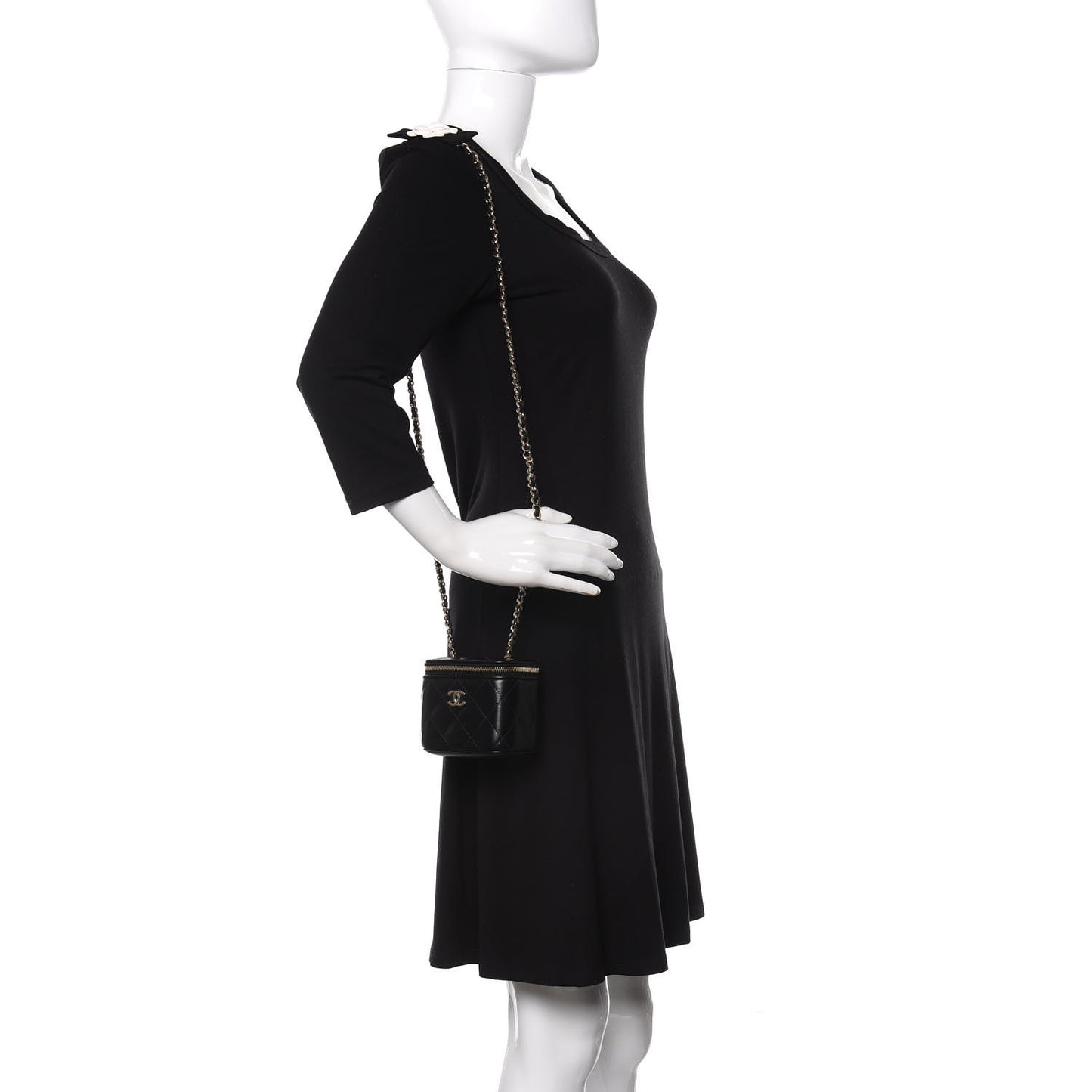 Lambskin Quilted My Chanel Lady Vanity Case With Chain Black