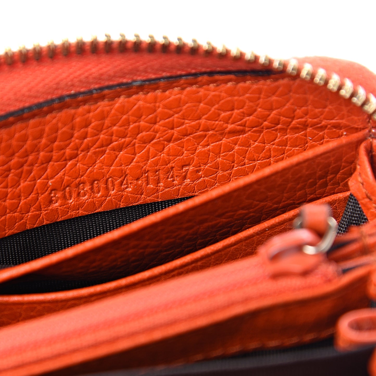 Pebbled Calfskin Soho Zip Around Wallet Sun Orange