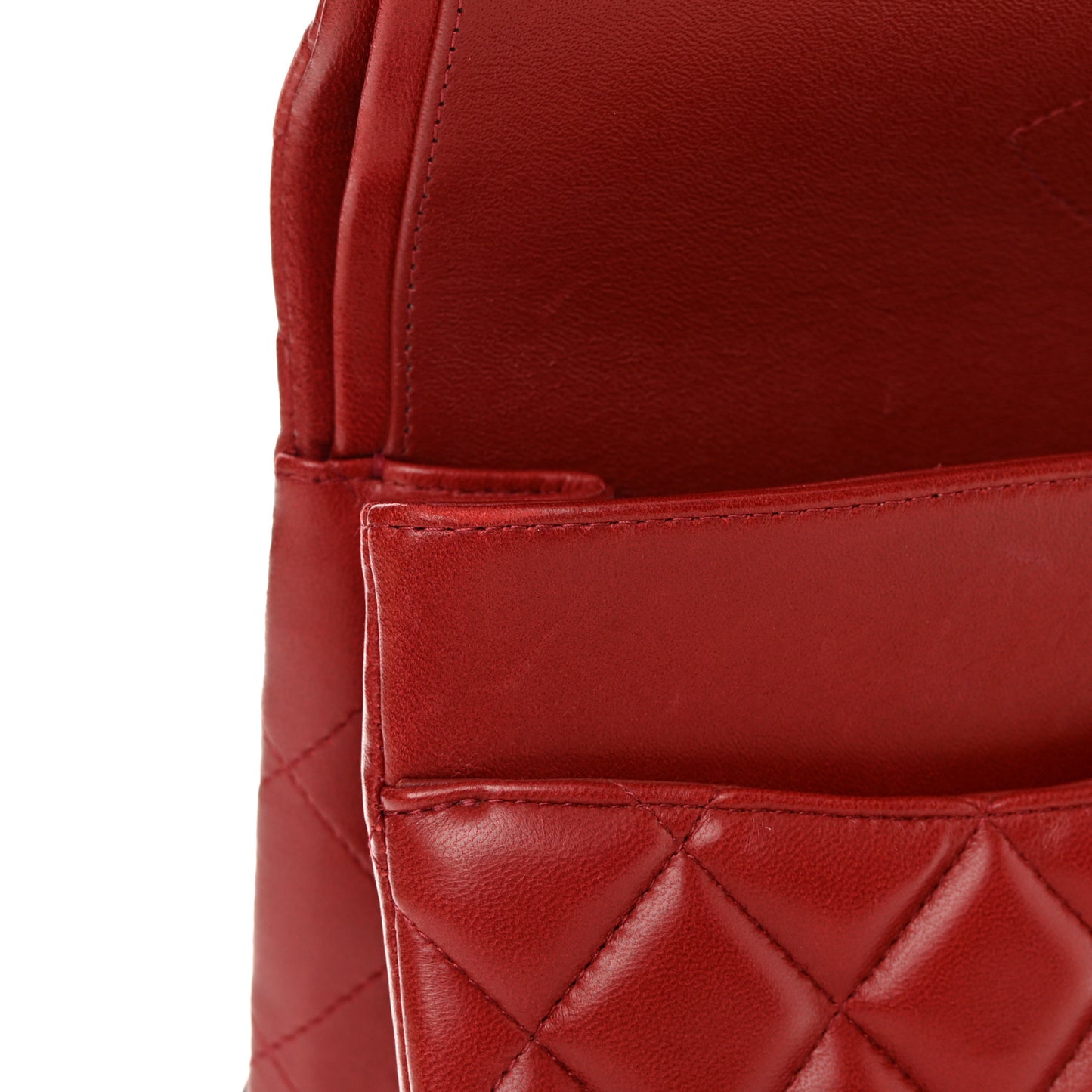 Lambskin Quilted Jumbo Double Flap Red