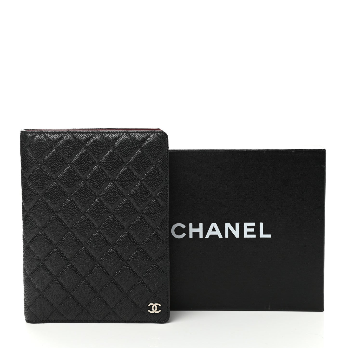 Caviar Quilted Large Agenda Cover Black