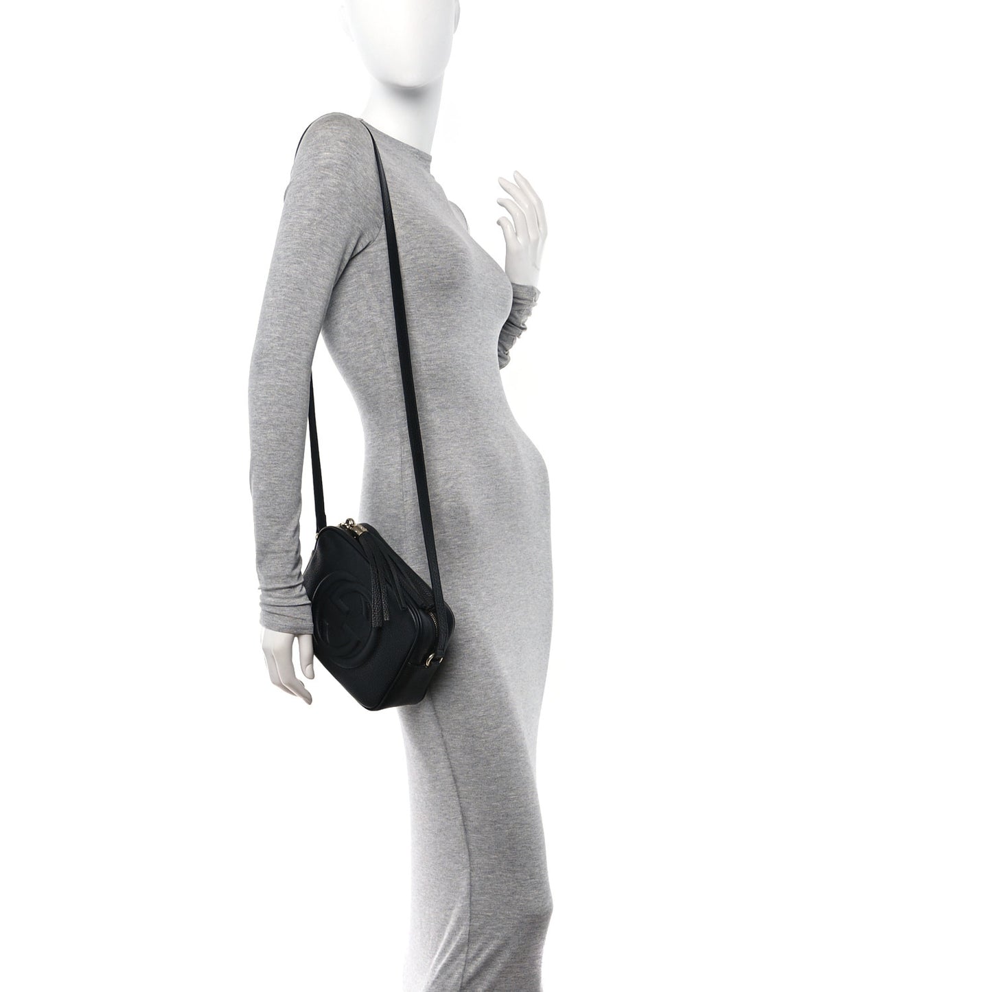 Pebbled Calfskin Small Soho Disco Bag Black