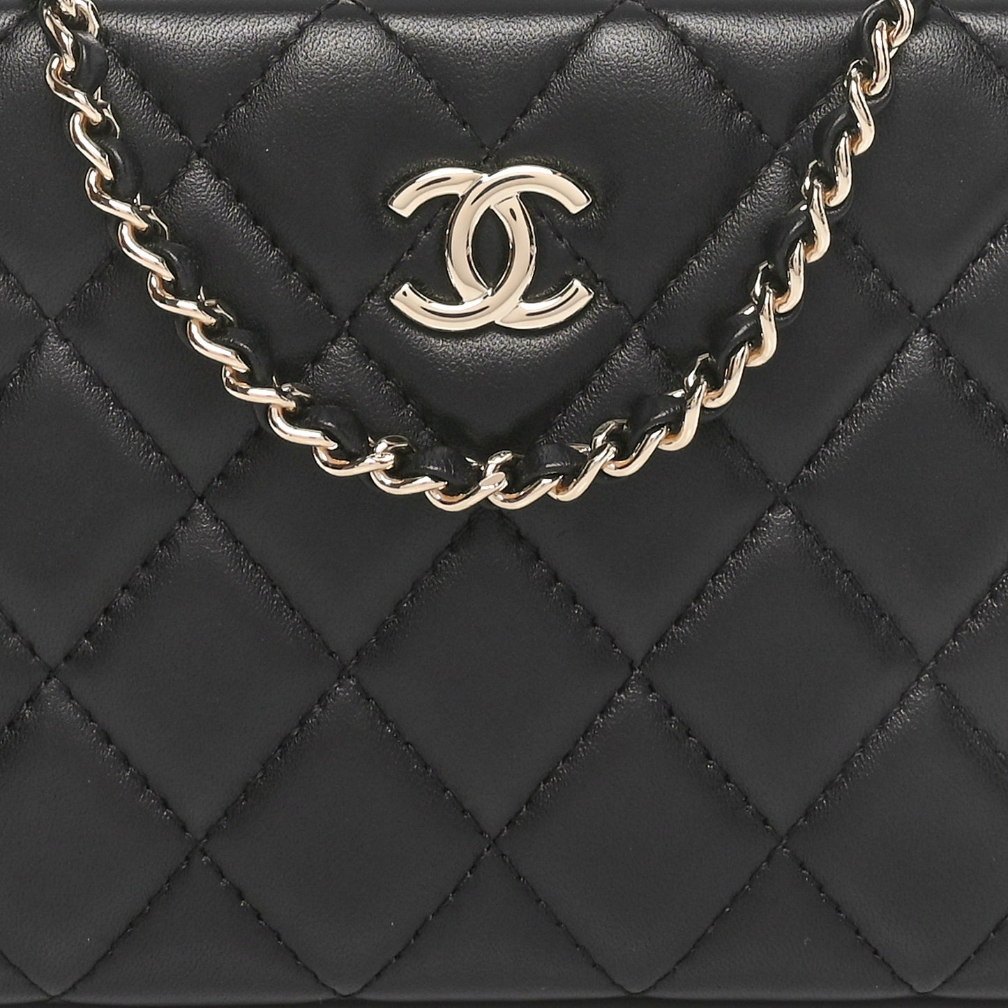 Lambskin Quilted Small CC Top Handle Box Bag Black