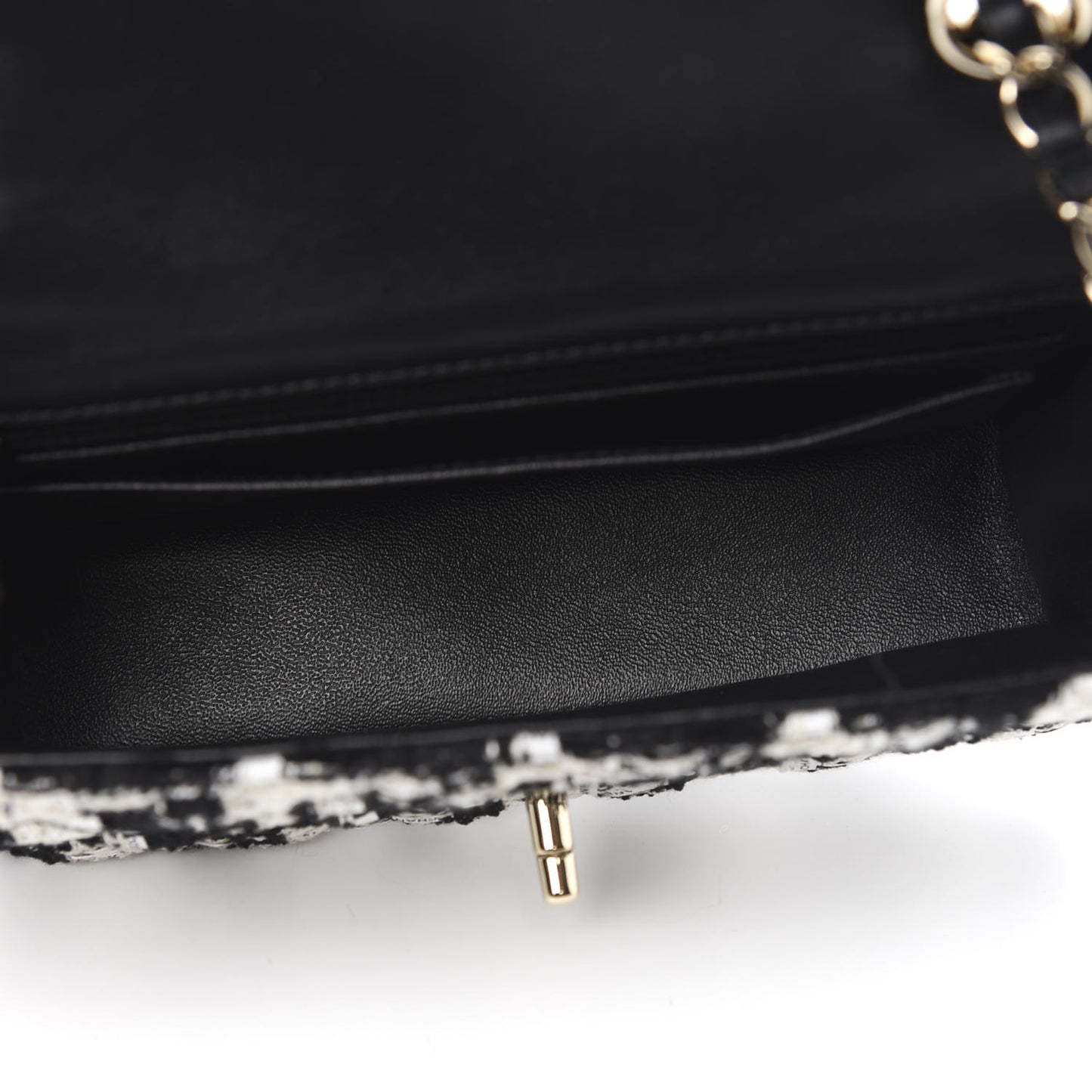 Tweed Quilted Mini Rectangular Flap Black Ecru White