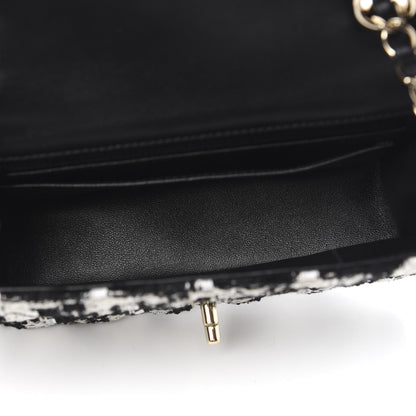 Chanel Tweed Quilted Mini Rectangular Flap Black Ecru White 5 of 10