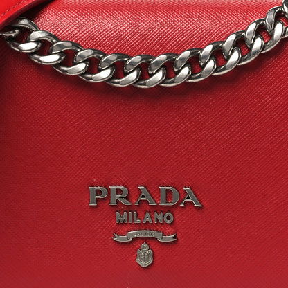 Prada Saffiano Nappa Chain Shoulder Bag Rosso 7 of 9