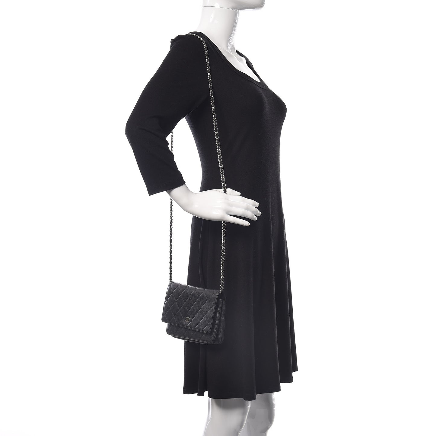 Caviar Quilted Wallet On Chain WOC Black