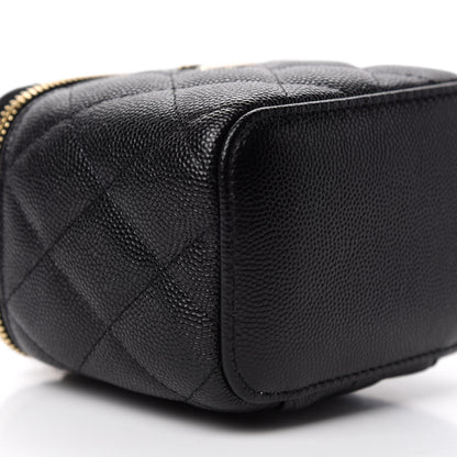 Chanel Caviar Quilted Mini Pearl On Top Vanity Case With Chain Black 6 of 11