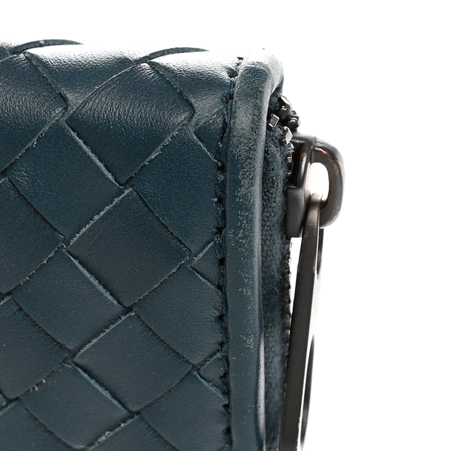Nappa Intrecciato Zip Around Wallet Blue