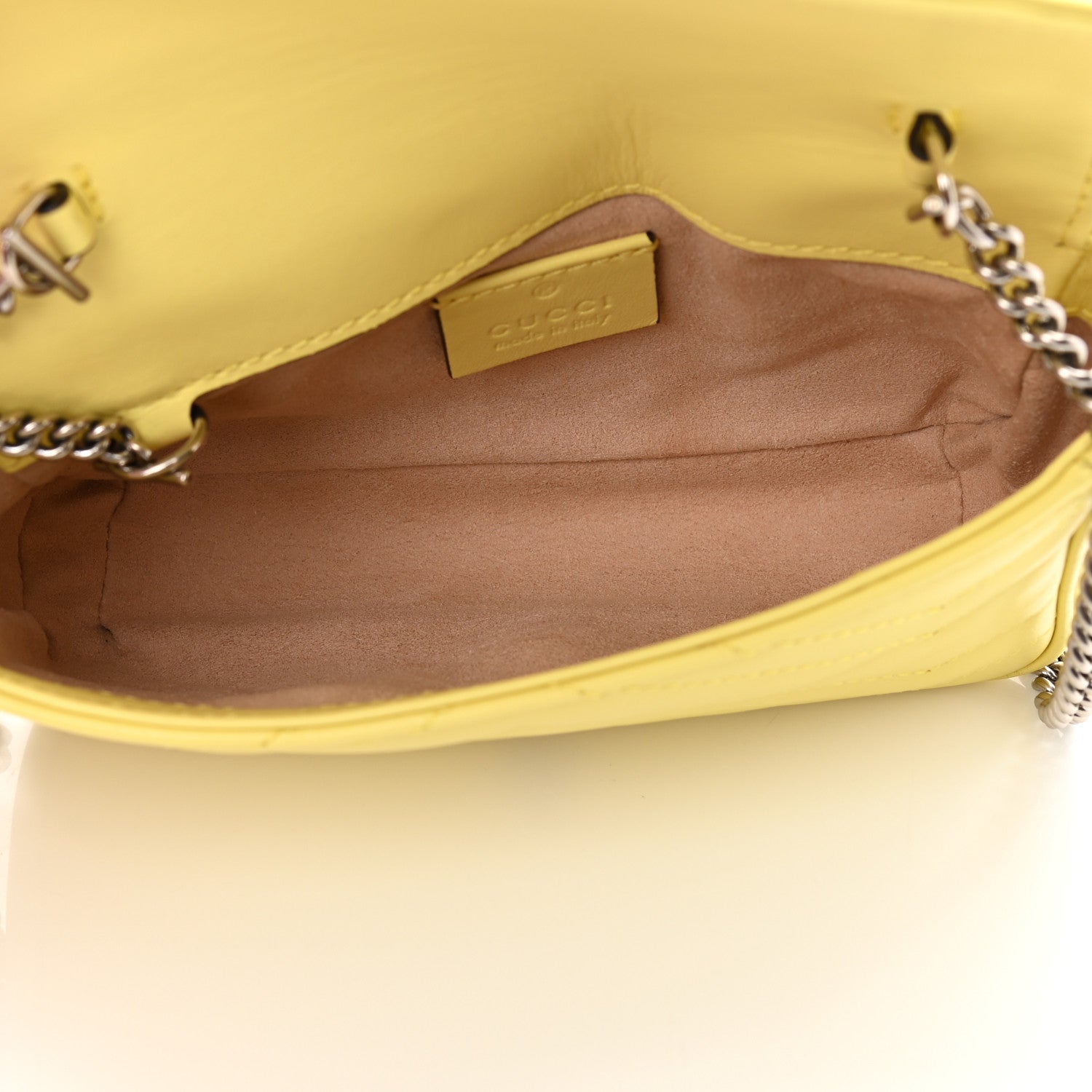 Gucci Calfskin Matelasse Super Mini GG Marmont Shoulder Bag Banana 5 of 11