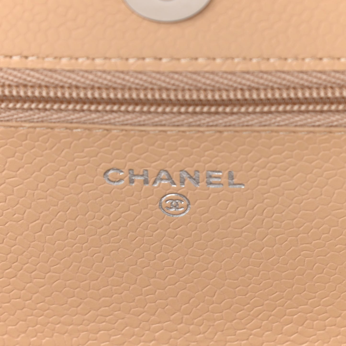 Caviar Quilted Wallet On Chain WOC Beige