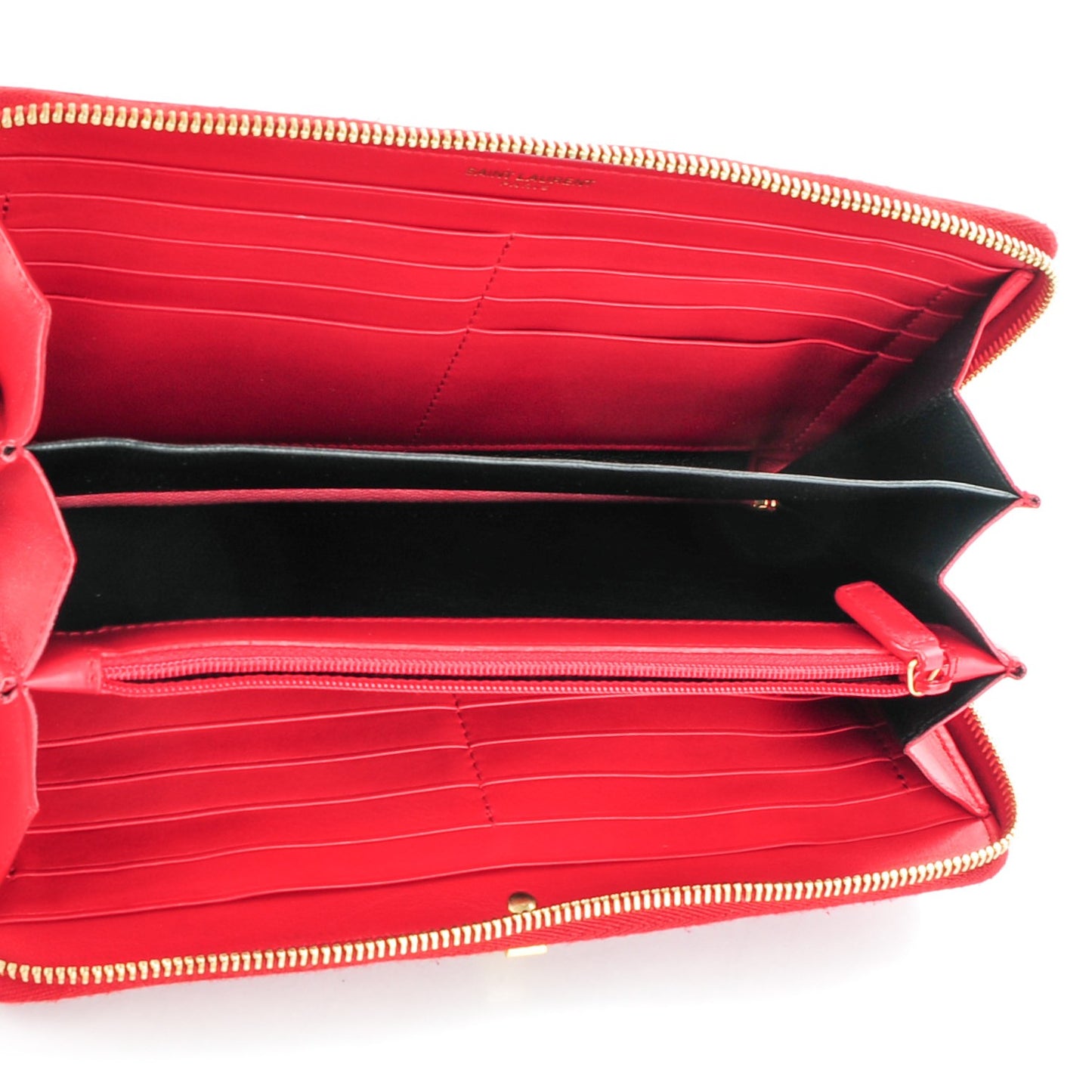 Calfskin Classic Y Ligne Zip Around Wallet Red