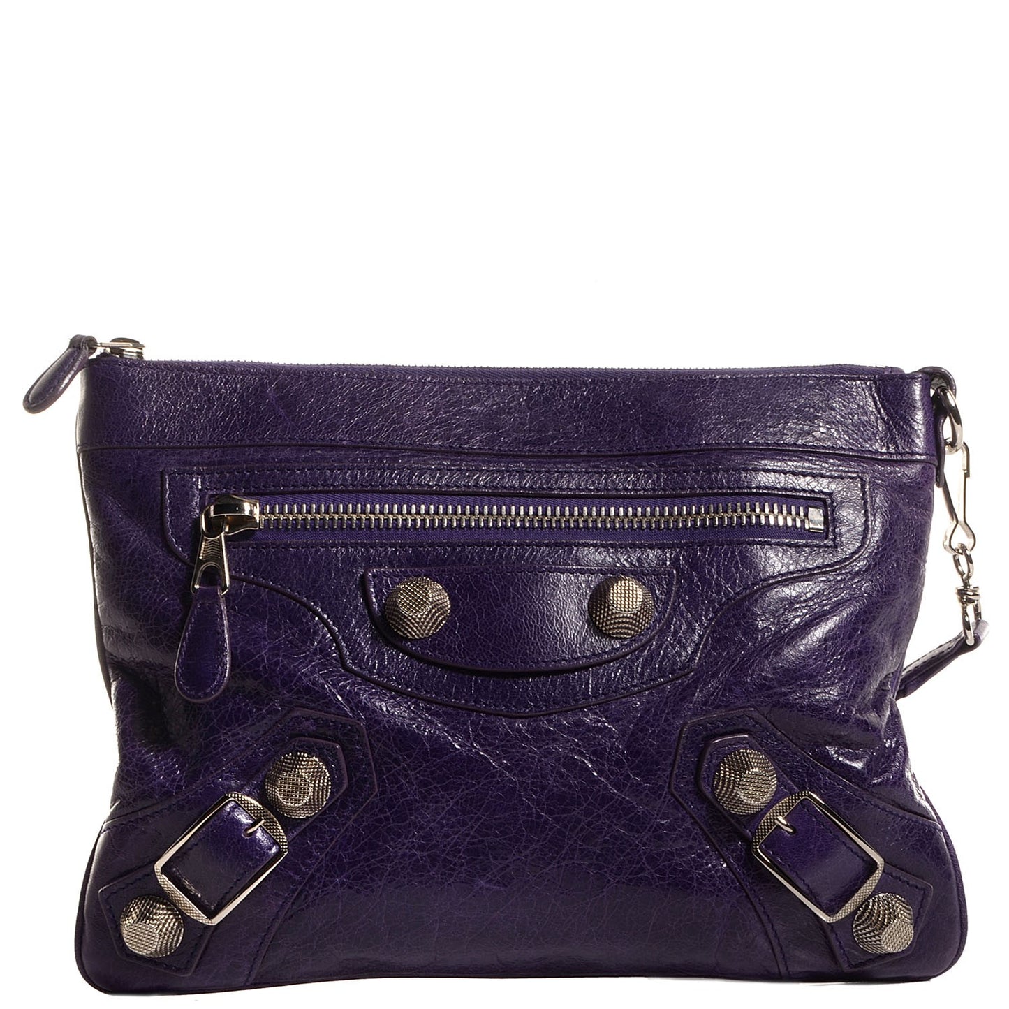 Agneau Giant 21 Silver Hardware Flat Handle Clutch Raisin