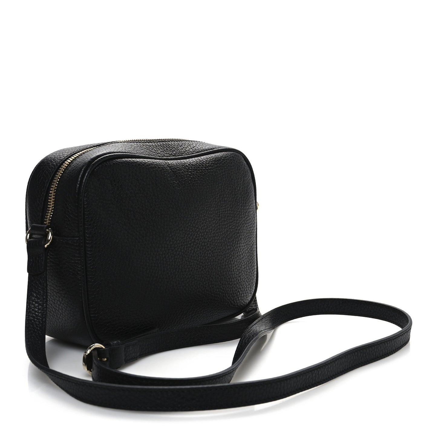 Pebbled Calfskin Small Soho Disco Bag Black