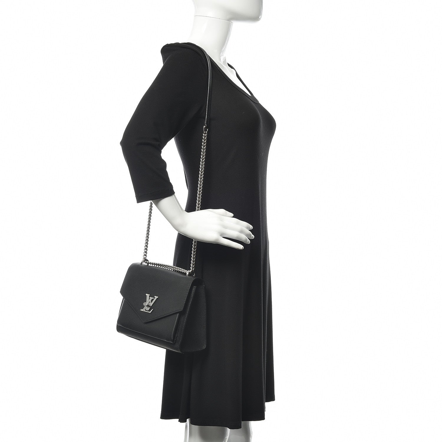 Louis Vuitton Soft Calfskin My Lockme Chain Bag BB Black 2 of 9