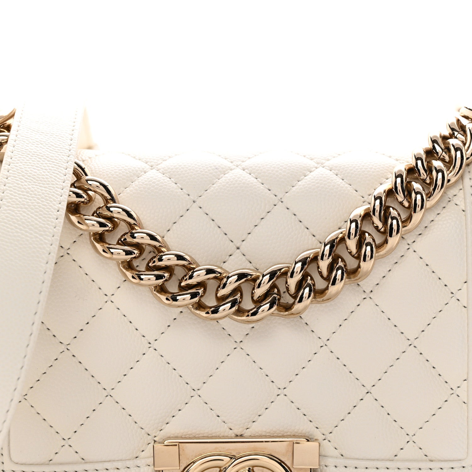 Chanel Caviar Quilted Small Boy Flap White 8 of 10